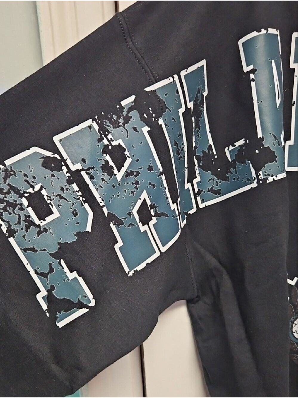 Gildan Black Crewneck with Green And White Eagles Graphic - Picture 6 of 7